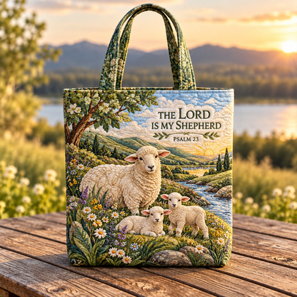 🐑 Psalm 23 Quilt-Inspired Tote Bag