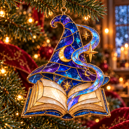 Enchanted Realms – 6-Piece Vintage Stained Glass-Style Fantasy Christmas Ornament Set