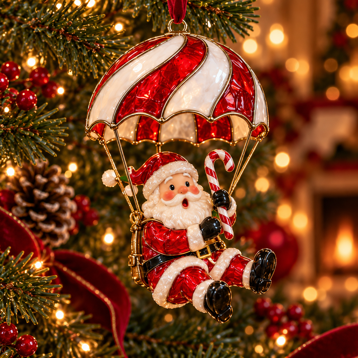 Parachuting Santa Christmas Ornaments – 6 Whimsical Holiday Designs