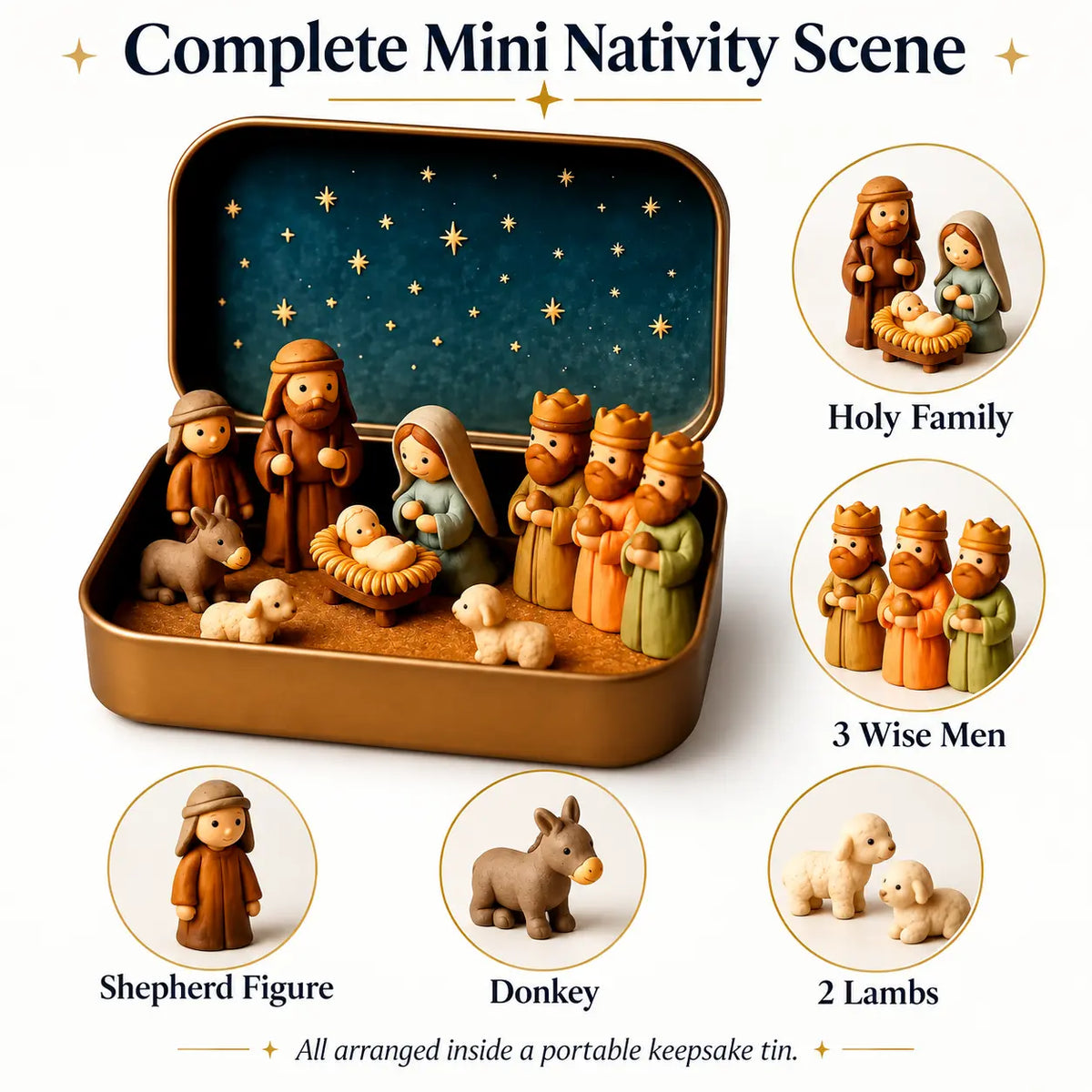 Religious Pocket-Size Mini Nativity Scene Set with Storage Box⛪ - image 3