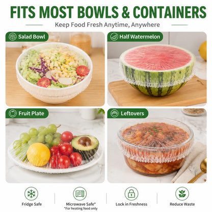 100PCS Disposable Stretch Food Covers for Bowls & Plates, Elastic Bowl Covers - image 3
