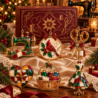 ✨ 2026 Vintage Stained Glass Sewing Christmas Ornaments – Set of 6