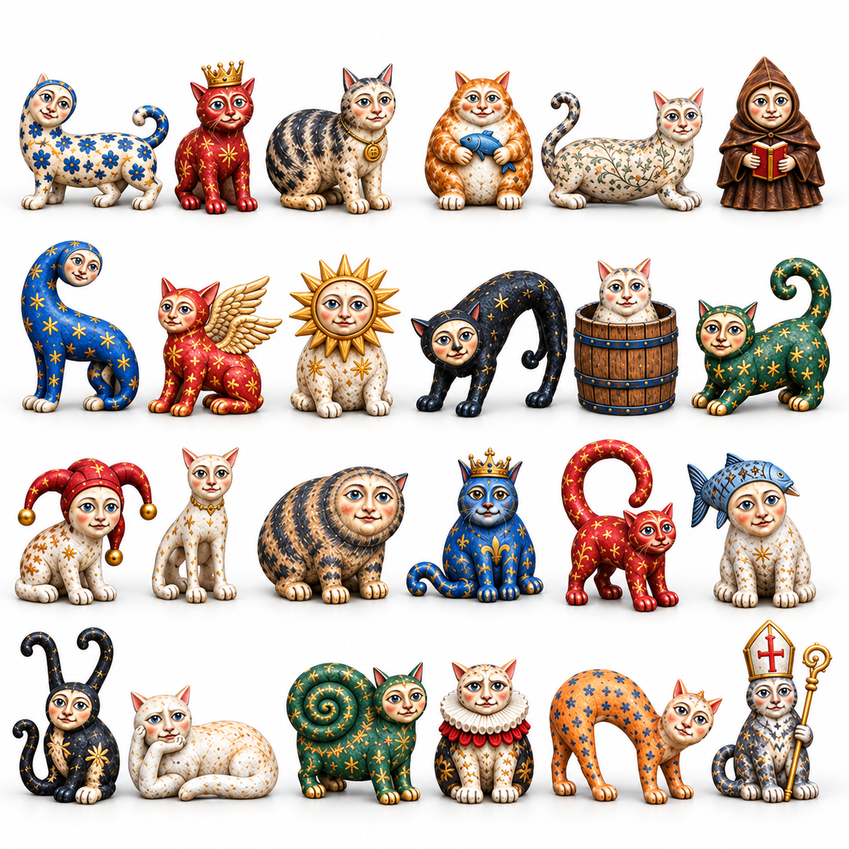 2026 Ugly Medieval Cats Advent Calendar – 24 Unique Collectible Cat Figurines for a Quirky Christmas Countdown