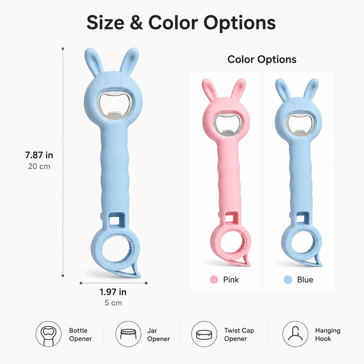 4‑in‑1 Multi‑Function Bottle & Jar Opener, Bunny‑Shaped Kitchen Opener Tool with Bottle Opener 🐰🍾 - image 10