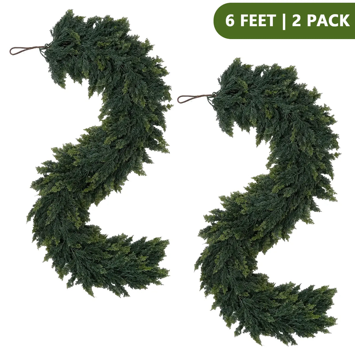 6 FT 2 Pcs Artificial Cedar Garlands, Real Touch Winter Cedar Garland🌲 - image 14