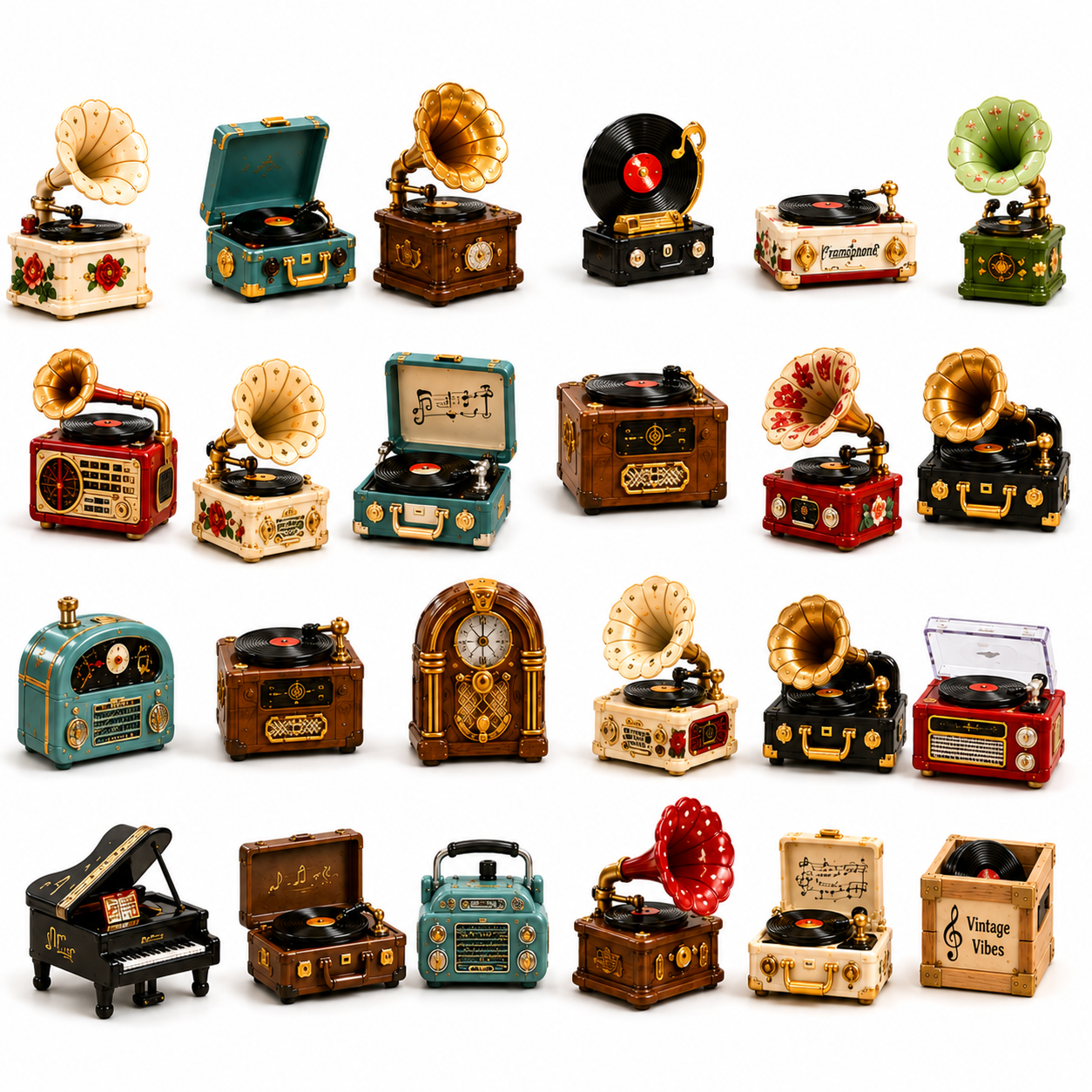 Gramophone Collection Advent Calendar 2026 – 24 Vintage Record Player & Music Miniatures, Retro Collectible Gift for Music Lovers