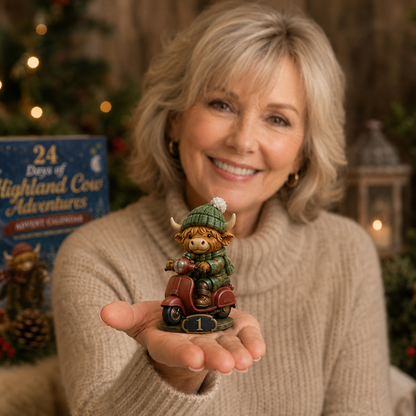 Highland Cow Adventures Advent Calendar 2026 – 24 Days of Unique Highland Cow Miniature Collectibles
