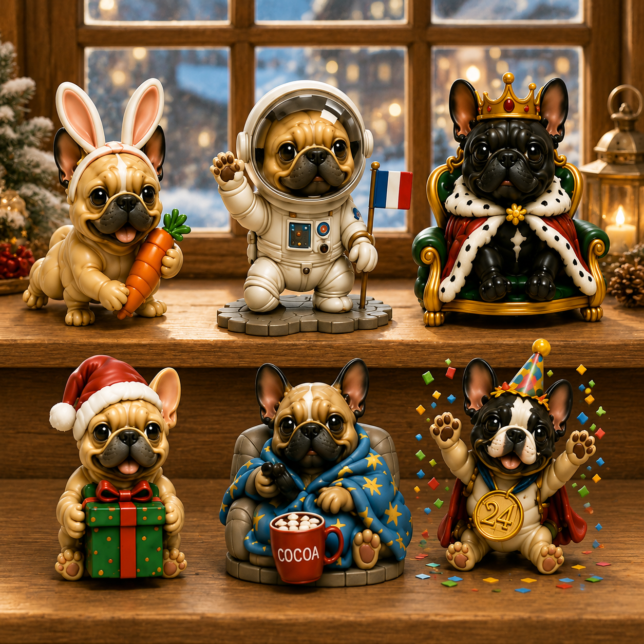 24 Days of Frenchie Mischief Advent Calendar 2026 – 24 Unique French Bulldog Collectible Figurines, Christmas Countdown Gift for Frenchie Lovers