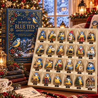 2026 Blue Tit Christmas 24-Day Countdown Calendar – 24 Unique Winter Bird Miniatures, Charming Garden Bird Collector’s Christmas Gift
