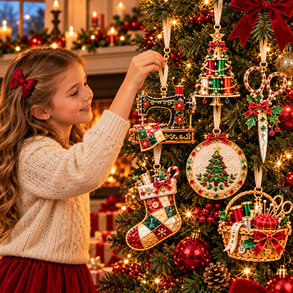 Vintage Sewing Christmas Ornaments – 6-Piece Elegant Holiday Keepsake Collection | Perfect Christmas Gifts for Sewing Lovers & Quilters 🎄🧵