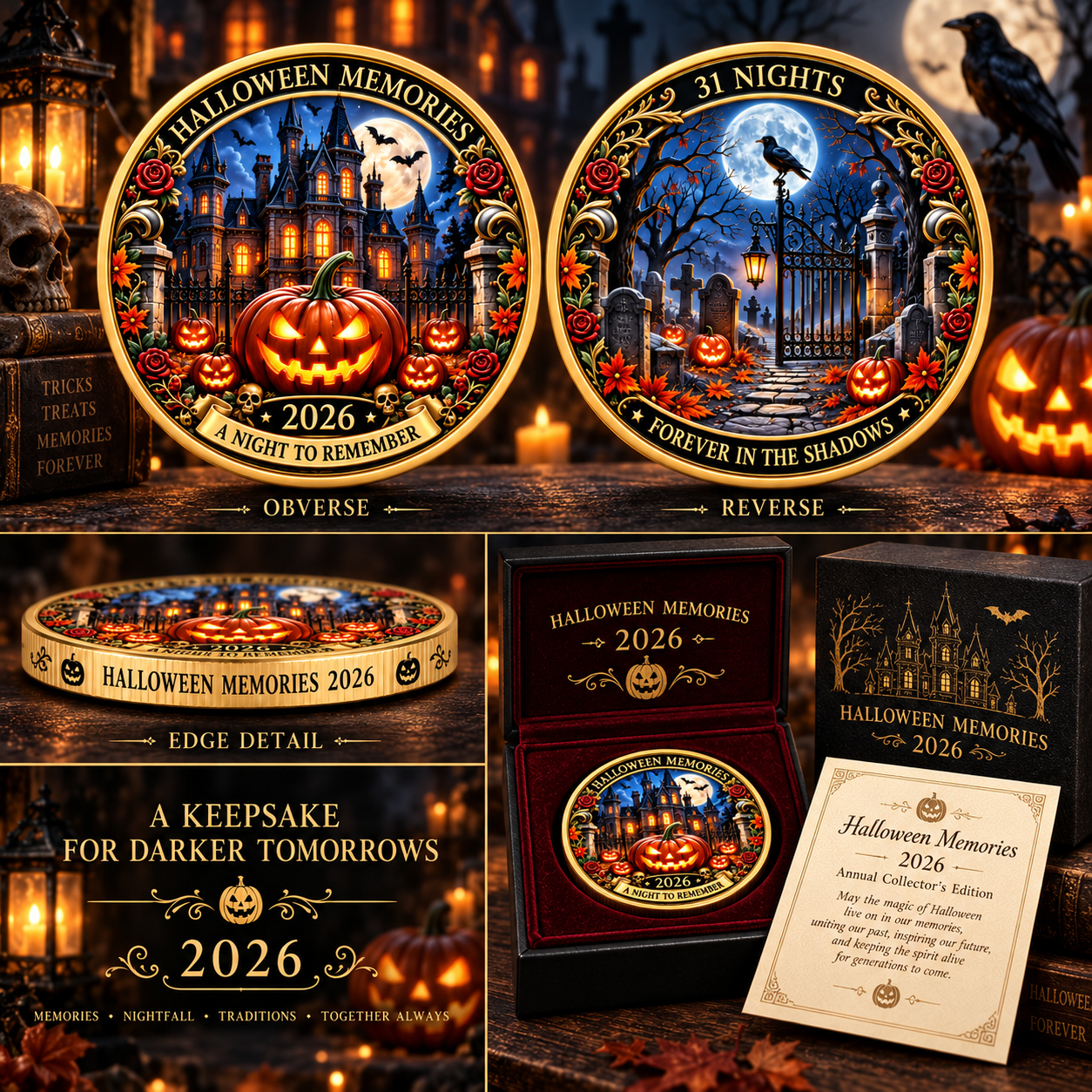 2026 "Halloween Memories" — A double-sided "Halloween Night of the 31st" commemorative coin, crafted especially for Halloween enthusiasts.