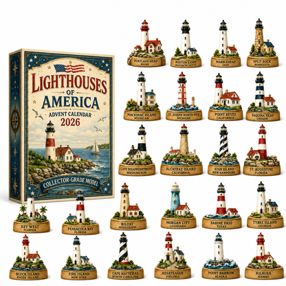 Lighthouses of America Advent Calendar 2026 – 24-Day Coastal Heritage Countdown, Collector-Grade Lighthouse Miniatures, Acrylic Charms Blind Box