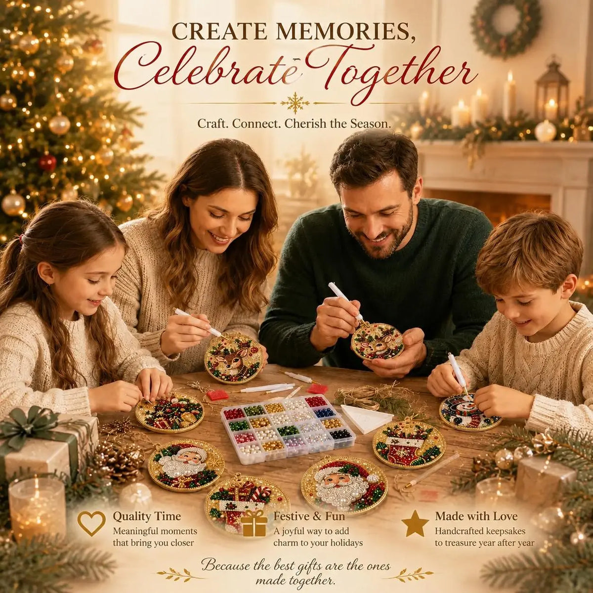 6Pcs/12Pcs Christmas DIY Diamond Painting Ornaments Kit, Xmas Tree Hanging Pendant🎄 - image 6