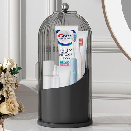 360° Rotating Toothbrush Holder with Cover - Clear Compact Vanity Organizer - image 10