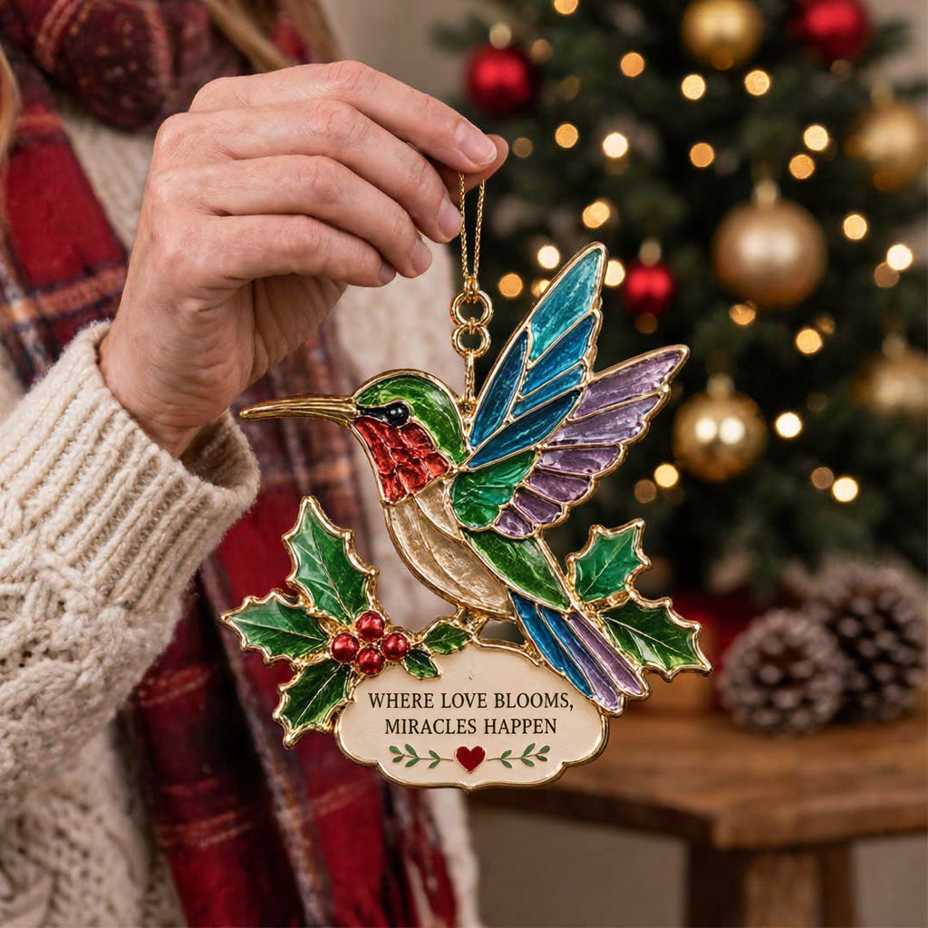 🐚 Sea Glass Animal Christmas Ornament – "Where Love Blooms, Miracles Happen" Holiday Keepsake - image 2
