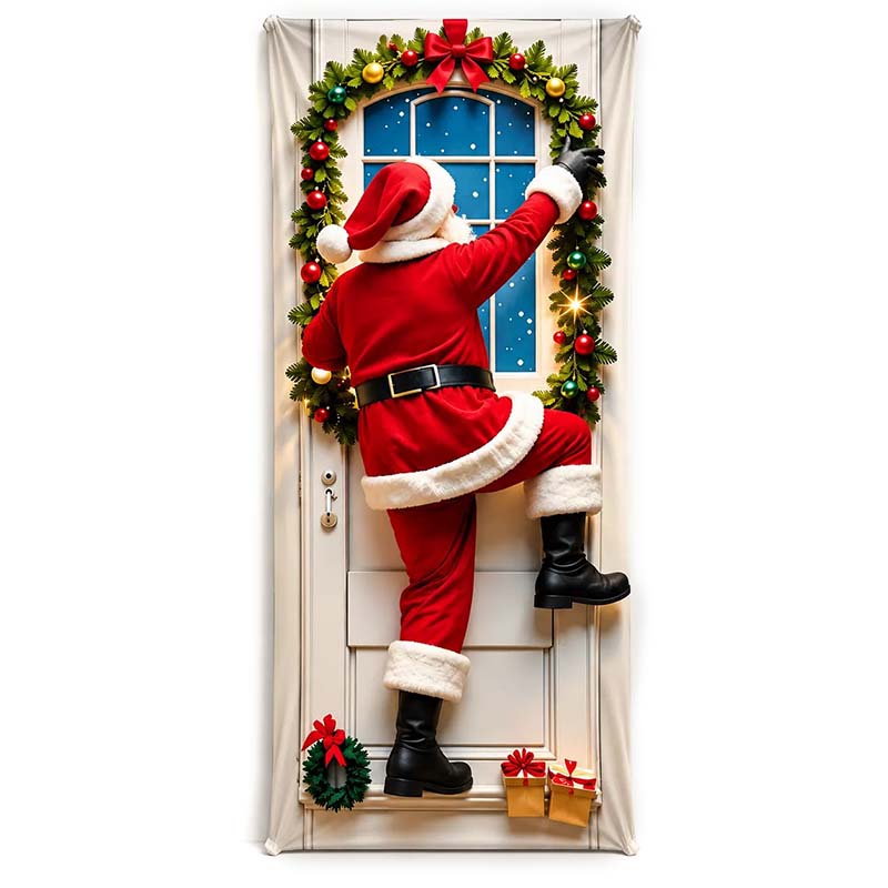 Christmas Door Cover - Stretch Fit Santa & Reindeer Door Decoration with 4-Side Elastic Edges🎅 - image 13
