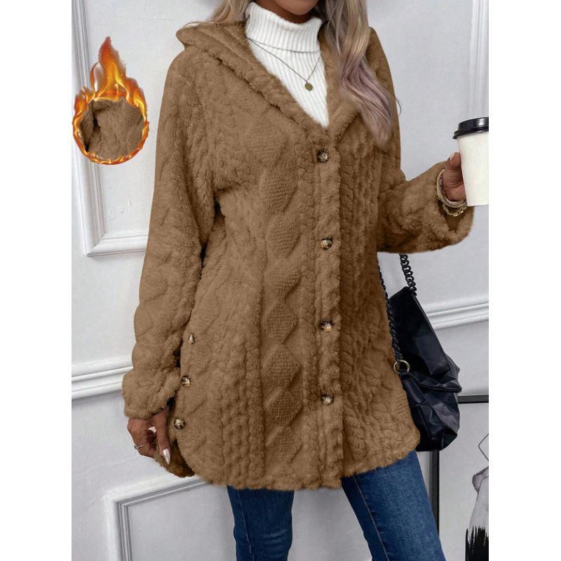 Women's Hooded Double-Sided Fleece Cardigan Long Sleeve Casual Warm Outerwear 🧥