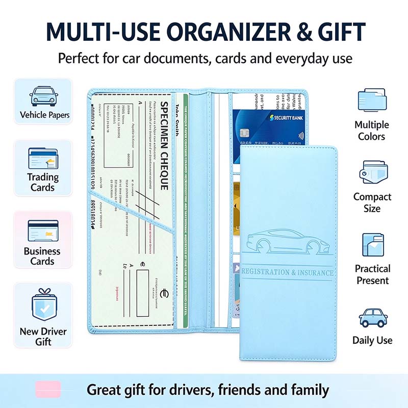 Car Registration & Insurance Card Holder, Magnetic Closure Vehicle Organizer 💳