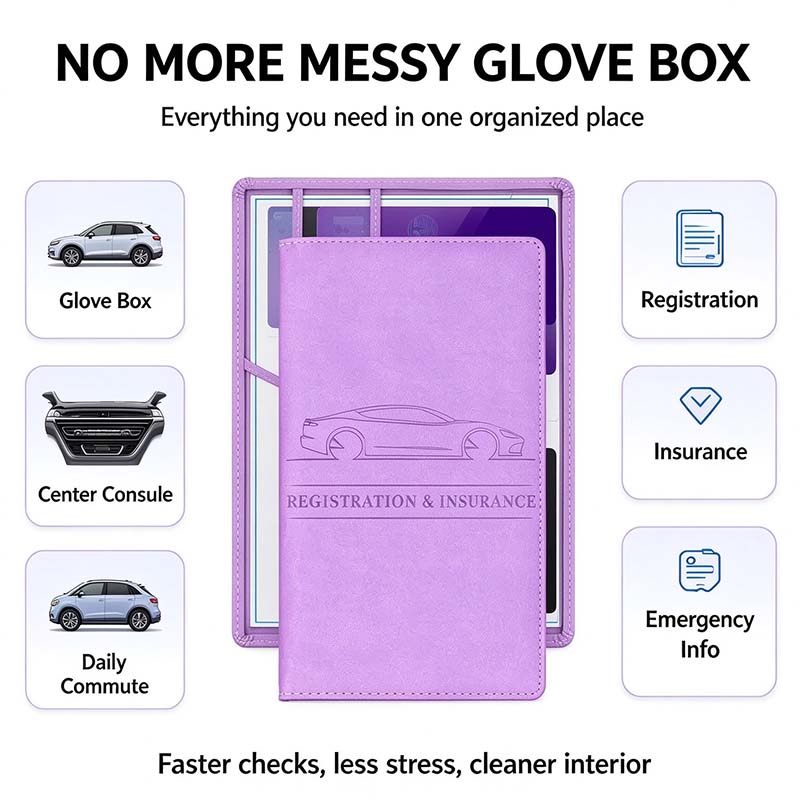 Car Registration & Insurance Card Holder, Magnetic Closure Vehicle Organizer 💳