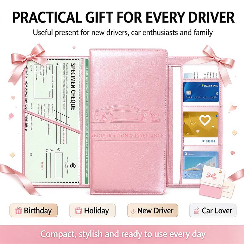 Car Registration & Insurance Card Holder, Magnetic Closure Vehicle Organizer 💳