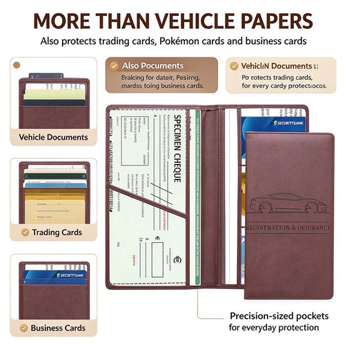 Car Registration & Insurance Card Holder, Magnetic Closure Vehicle Organizer 💳