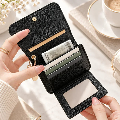 ✨Compact PU Leather Card Wallet with ID Window & Coin Pocket - image 1