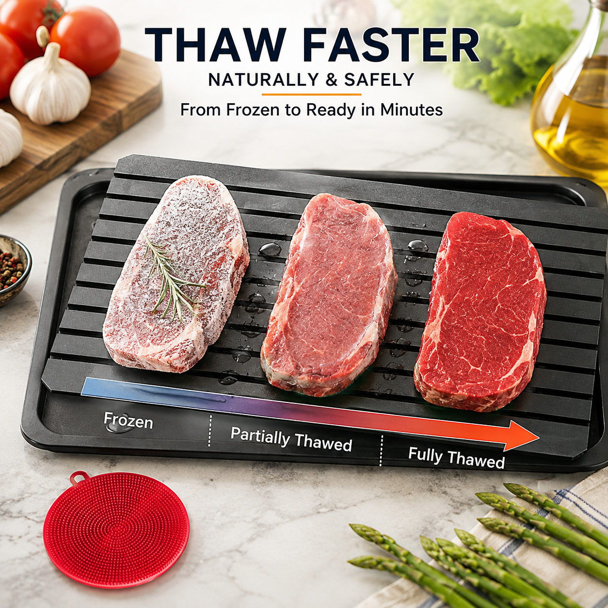 🥩 Rapid Defrosting Tray for Frozen Meat, Quick Thawing Board for Steaks and Fish - image 1
