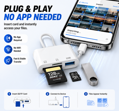 Hot💥Limited-time 50% discount🔌 5-in-1 SD Card Reader for iPhone & USB-C – Fast Photo & Video Transfer Adapter - image 3