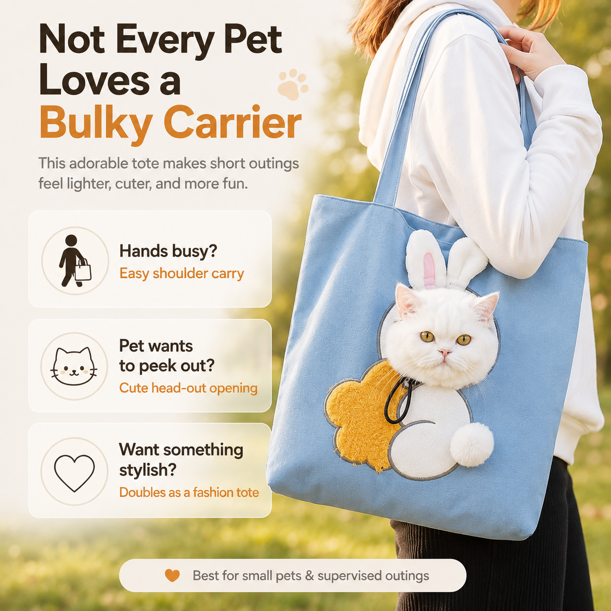 🐾 2026 Viral Head-Out Pet Carrier Tote – Cute Shoulder Bag for Cats & Small Dogs - image 2