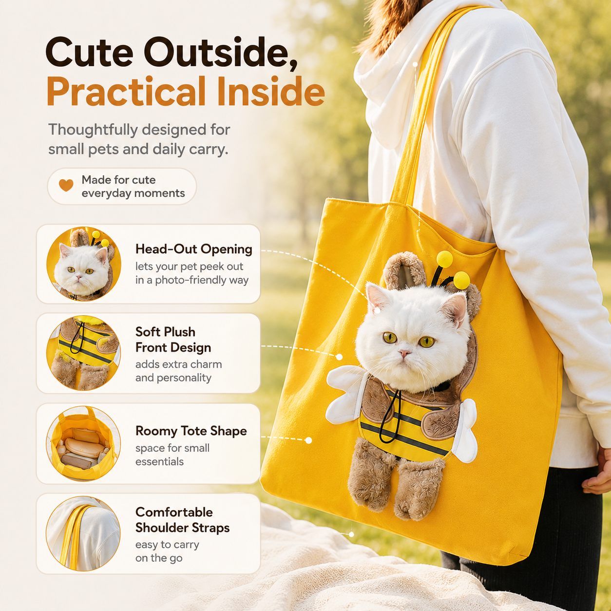 🐾 2026 Viral Head-Out Pet Carrier Tote – Cute Shoulder Bag for Cats & Small Dogs - image 3