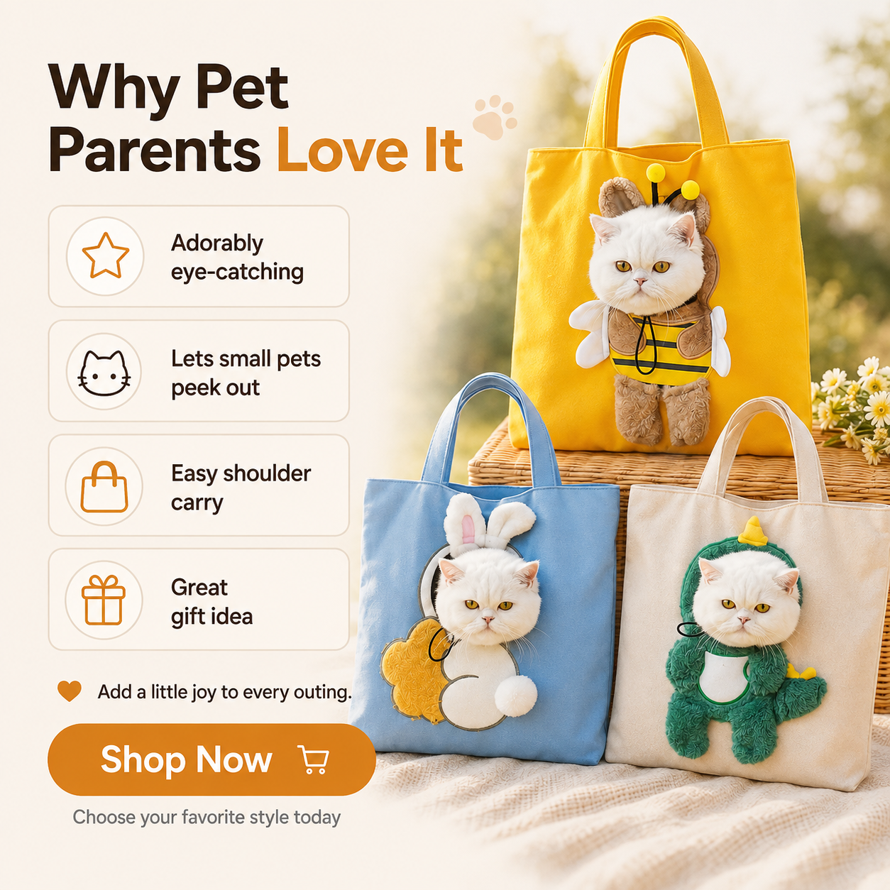 🐾 2026 Viral Head-Out Pet Carrier Tote – Cute Shoulder Bag for Cats & Small Dogs - image 6