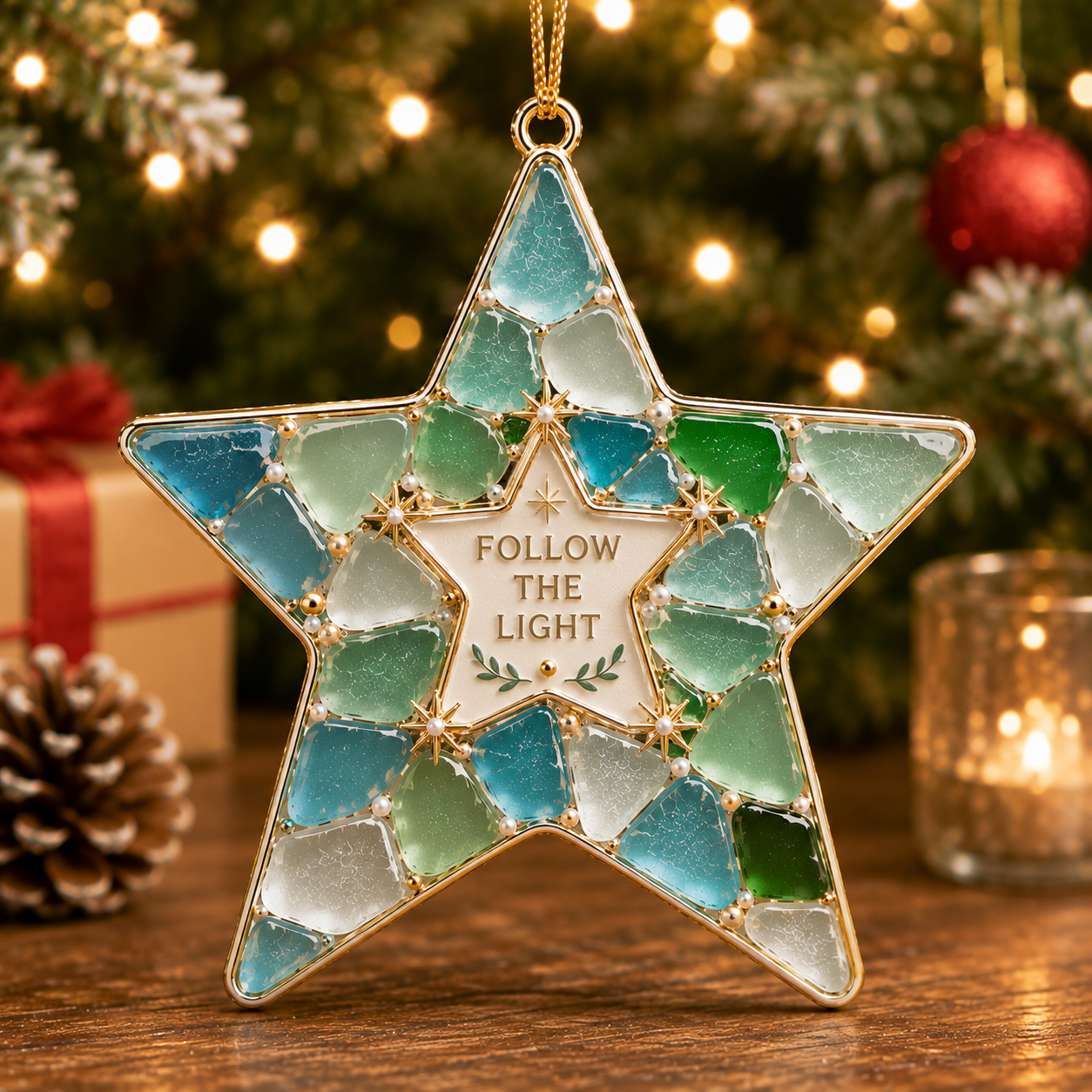 🎄 Sea Glass Christmas Blessing Ornaments