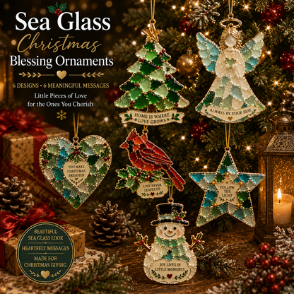🎄 Sea Glass Christmas Blessing Ornaments