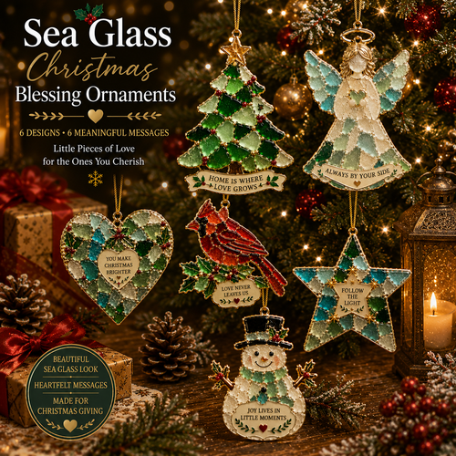 🎄 Sea Glass Christmas Blessing Ornaments