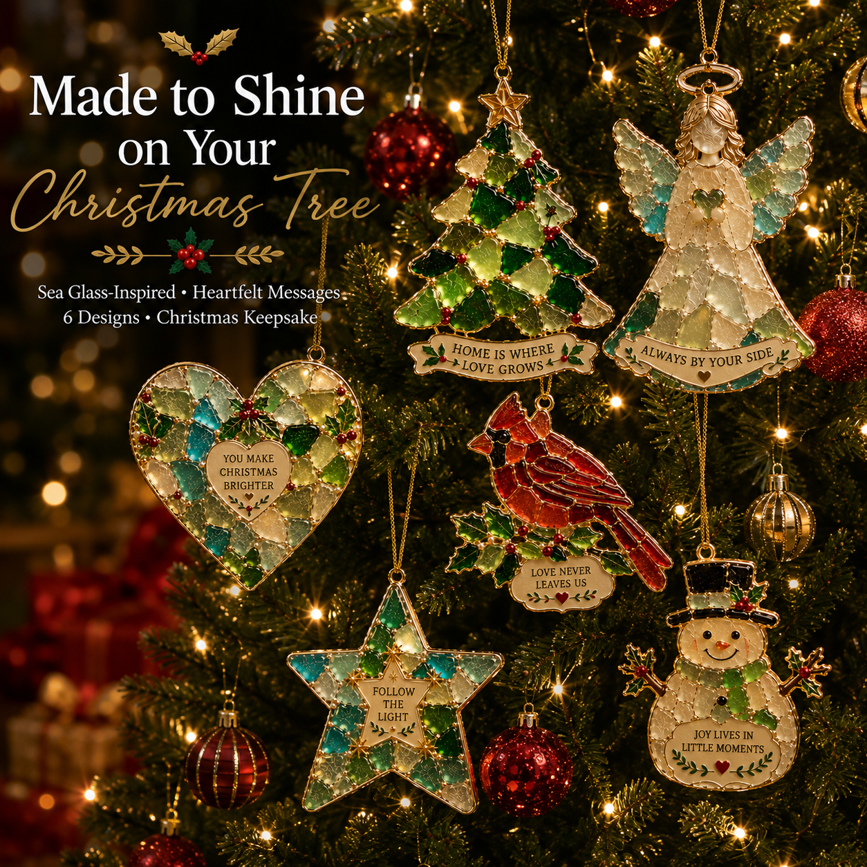 🎄 Sea Glass Christmas Blessing Ornaments