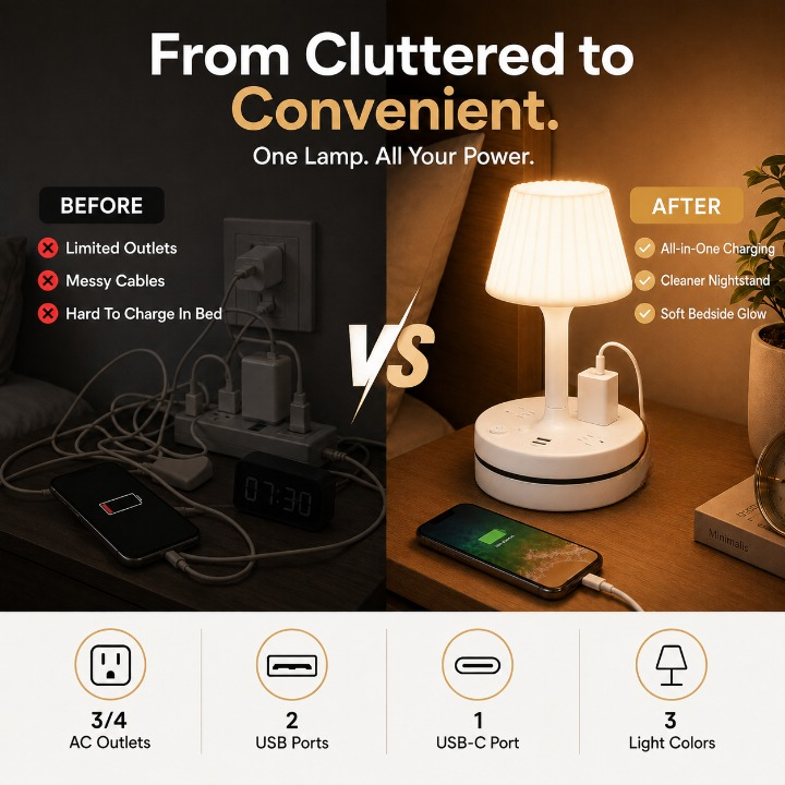💡 Bedside Lamp + Charging Station – Light & Power in One - image 2