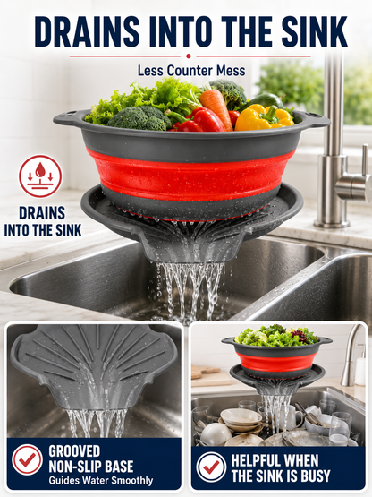 🥗💧Kitchen Colander Set ✨ Space-Saving Collapsible Strainers with Over-Sink Self-Draining Design for Easy Meal Prep - image 2