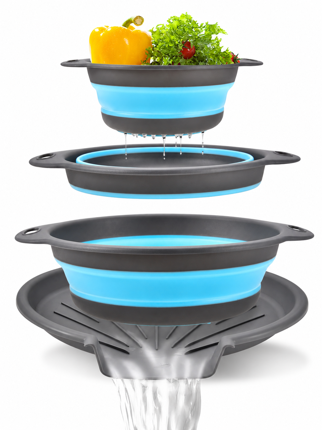 🥗💧Kitchen Colander Set ✨ Space-Saving Collapsible Strainers with Over-Sink Self-Draining Design for Easy Meal Prep - image 12