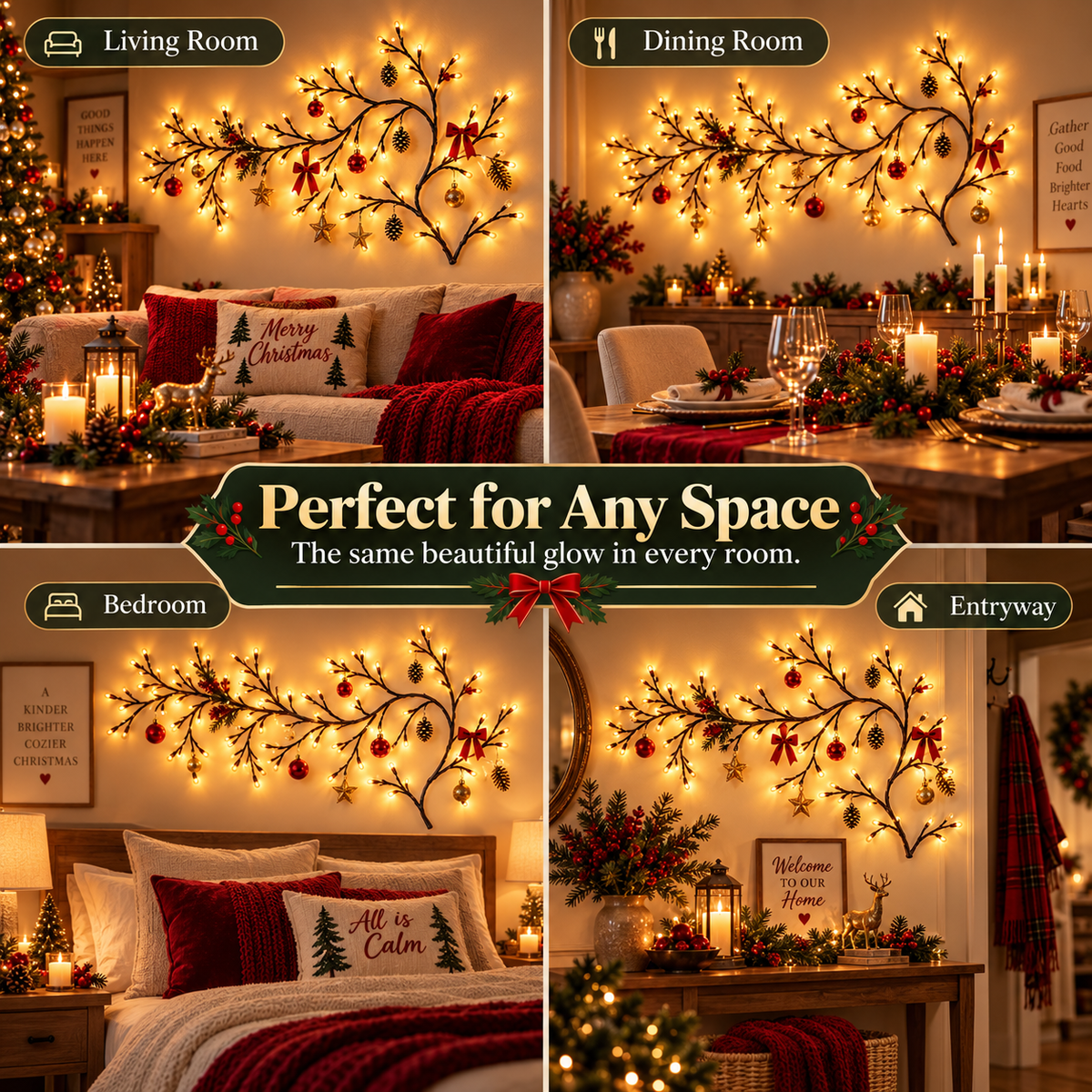 ✨ Flexible LED Branch Lights | Remote-Controlled Holiday Wall Decor - image 8