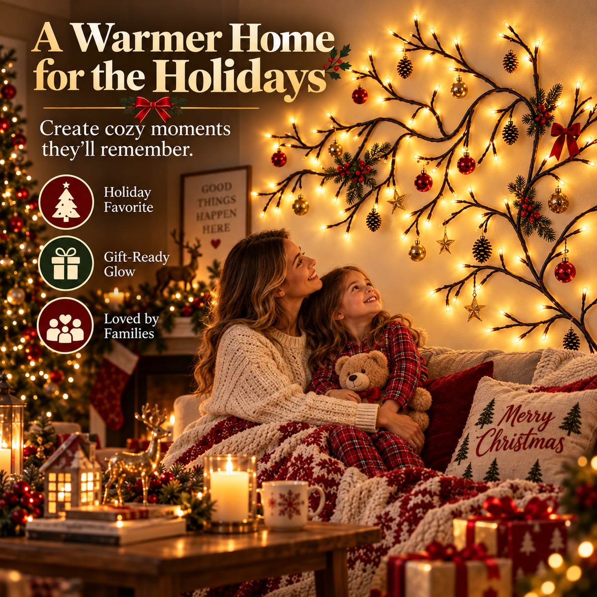 ✨ Flexible LED Branch Lights | Remote-Controlled Holiday Wall Decor - image 4