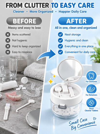 ✨ Travel Care Deal – Retainer Cleaning Case 🦷 Soak, Store & Rinse Container with Mirror & Brush for On-the-Go Use 💼 - image 2