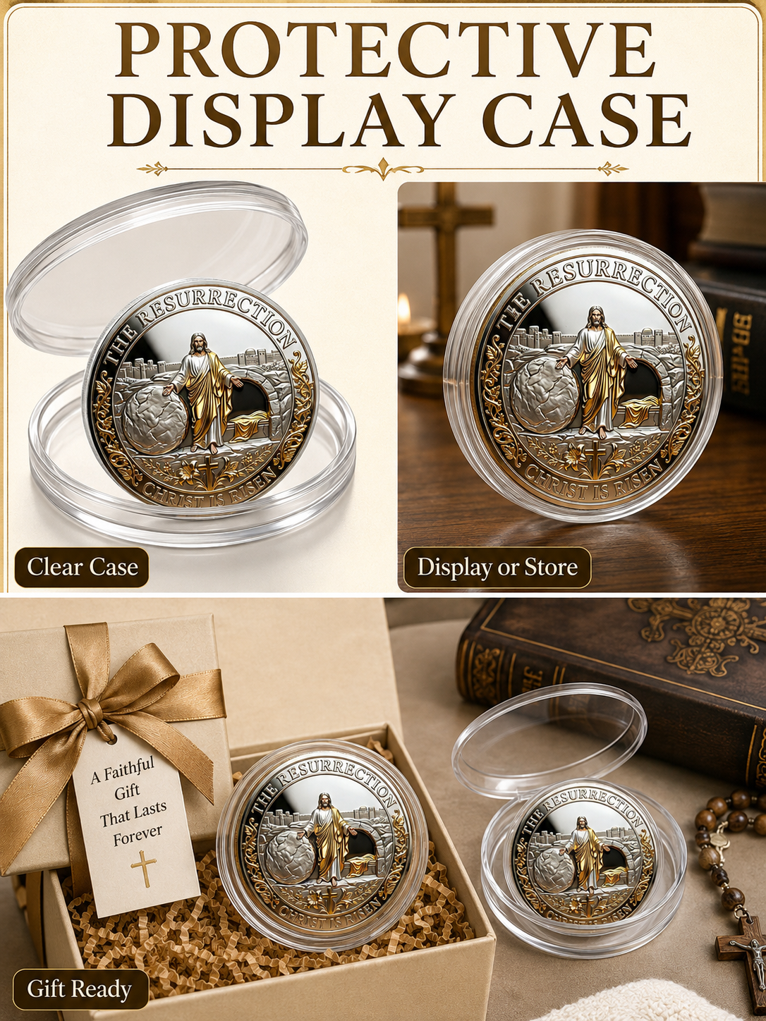 ✝️ Easter Memorial Coin  🙏🌸 Cross Design Religious Alloy Keepsake Collectible Decorative Gift for Home Church & Family - image 8