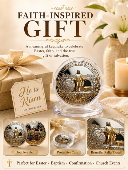 ✝️ Easter Memorial Coin  🙏🌸 Cross Design Religious Alloy Keepsake Collectible Decorative Gift for Home Church & Family - image 5