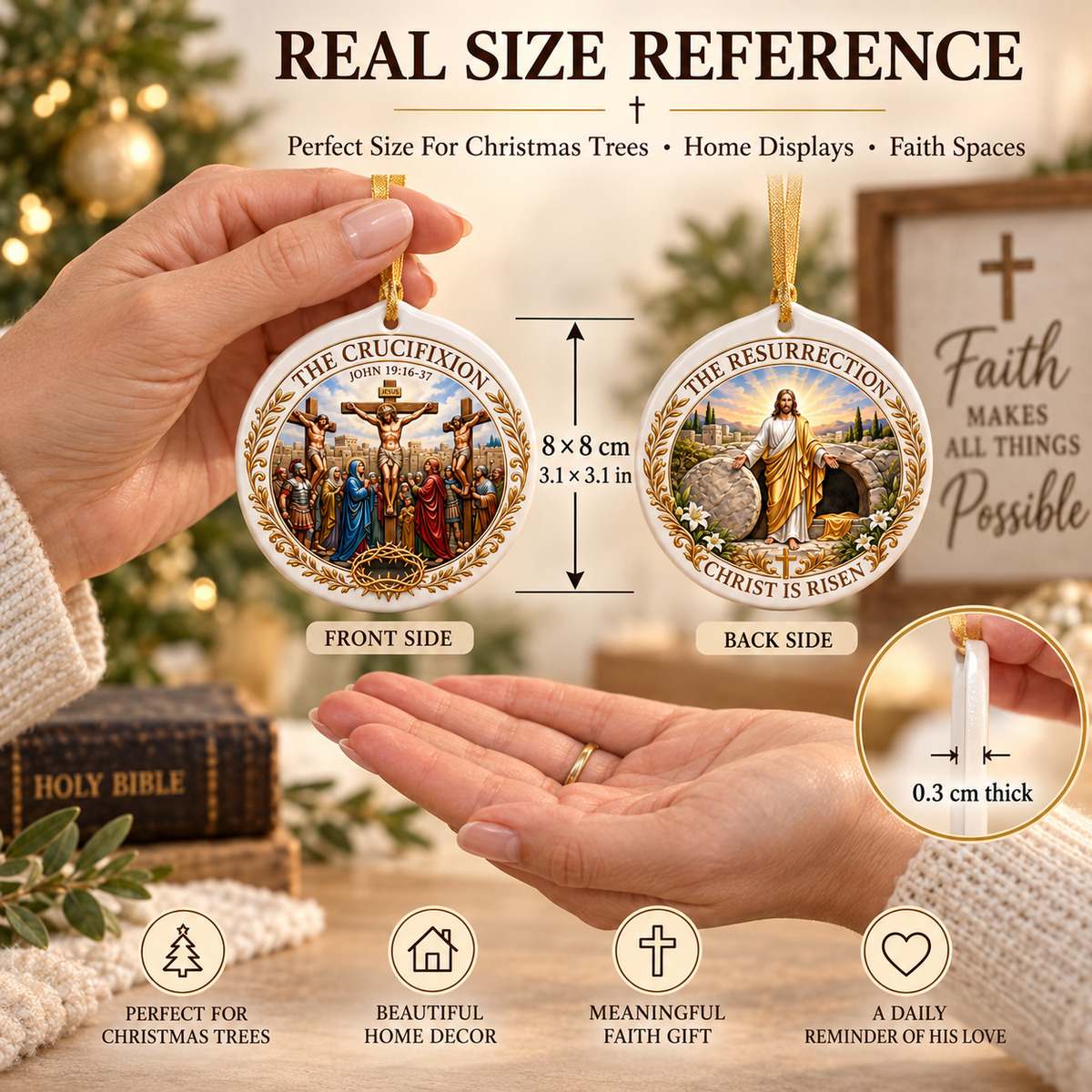 ✝️ Christian Faith Ceramic Ornament — A Story of Love & Hope - image 3