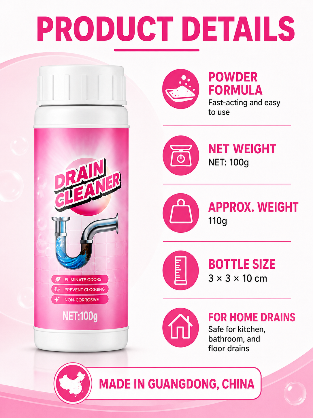 🚿💧 Powerful Drain Cleaner 🫧 Fast Acting Foaming Clog Remover & Deodorizer for Kitchen Sinks Pipes & Household Drains - image 7