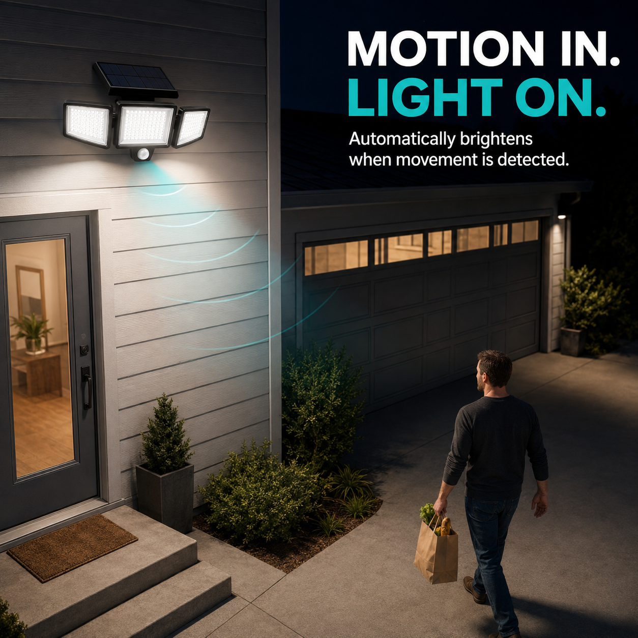 Brighten Every Corner 💡 TriBeam 2500LM Solar Motion Security Light with Remote - image 4