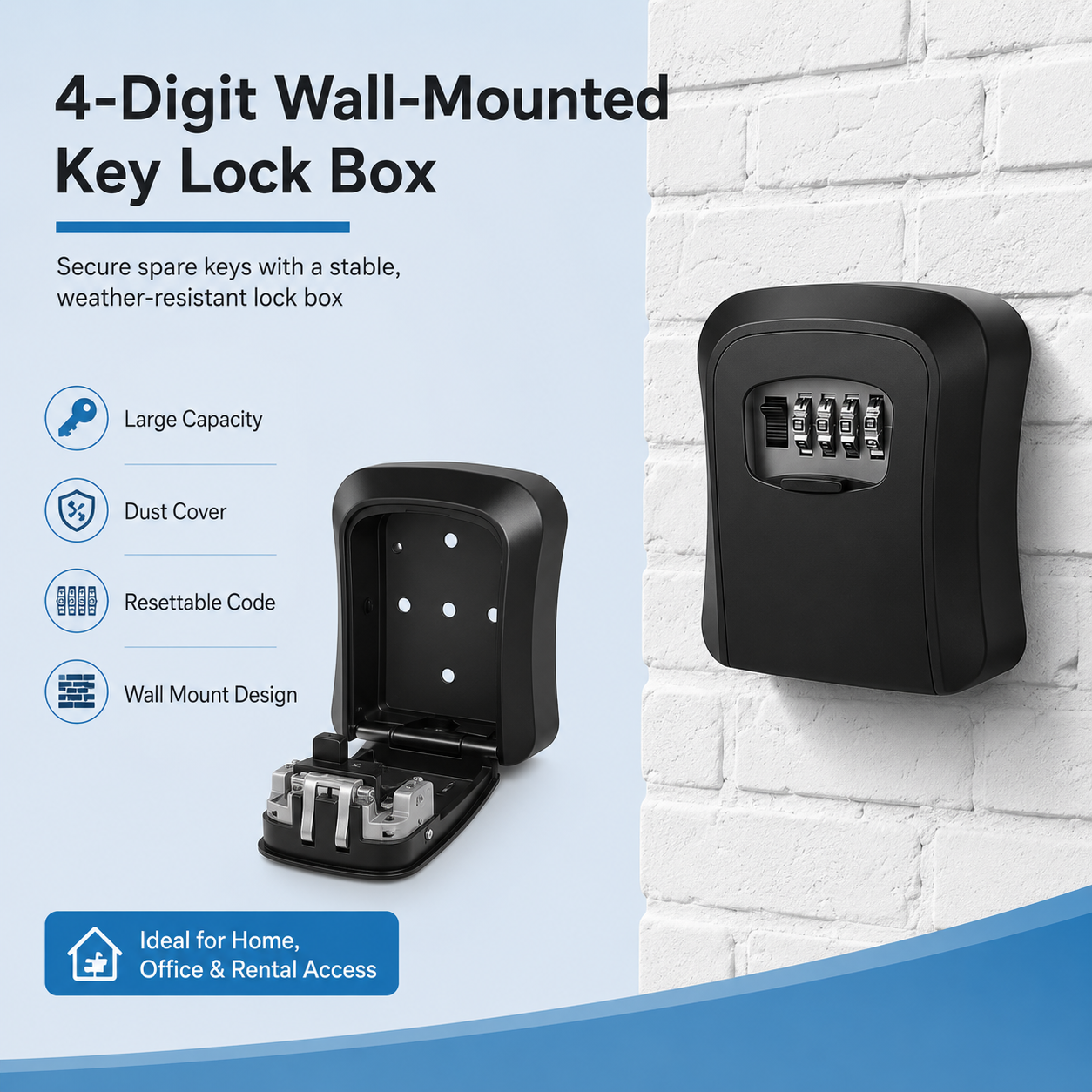 🔐🏠 Never Get Locked Out Again! 🔑 | 4-Digit Wall-Mounted Key Lock Box 🛡️✨ - image 9