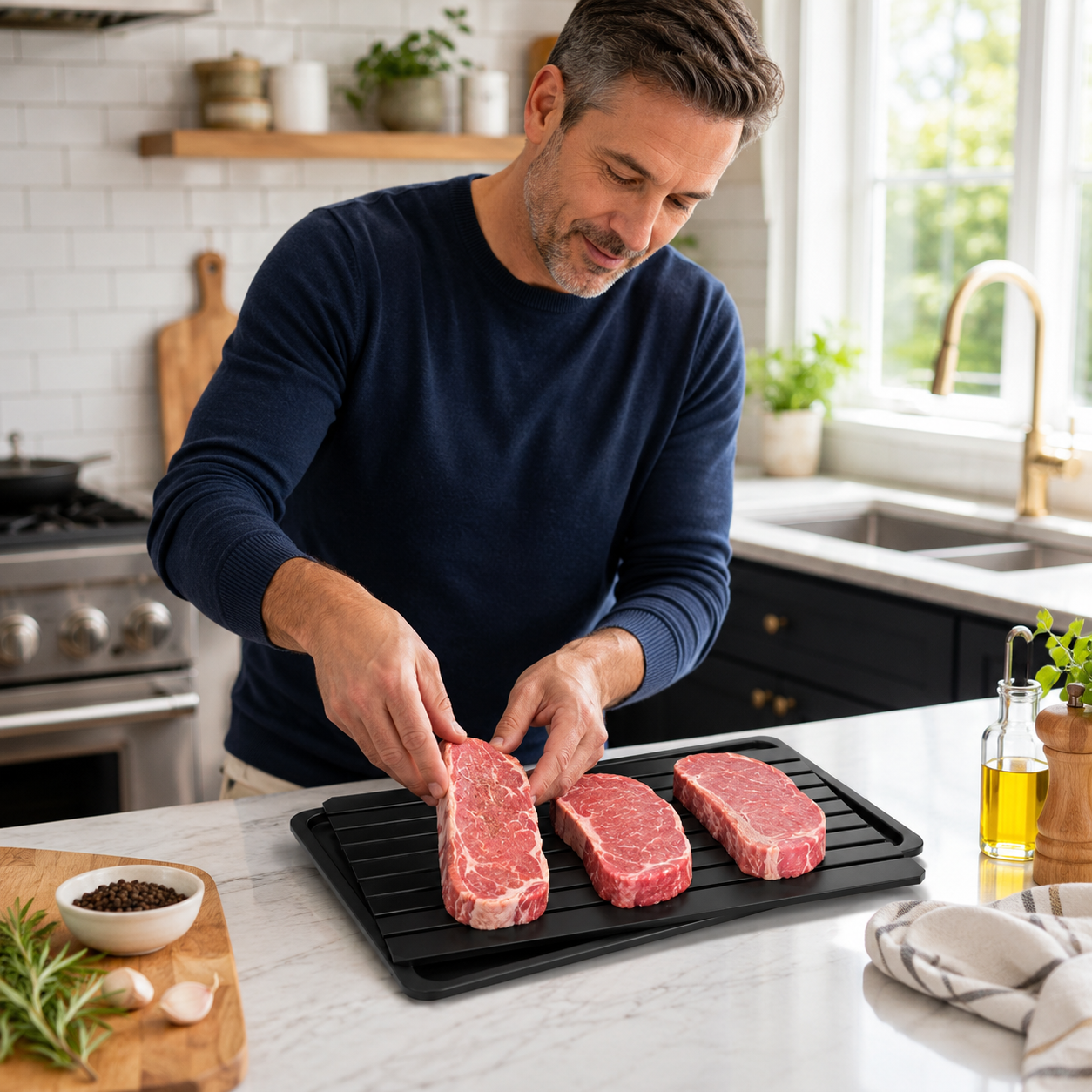 🥩 Rapid Defrosting Tray for Frozen Meat, Quick Thawing Board for Steaks and Fish - image 4