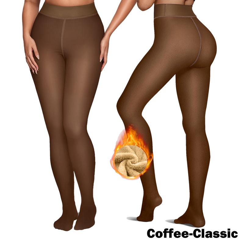 Women Fleece Lined Tights Body Slimming Leggings Sheer Fake Translucent Pantyhose 🧦