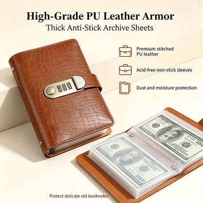 100-Transparent-Pocket Currency Collectors Album, Top-Grade PU Leather, Password Lock💵 - image 4